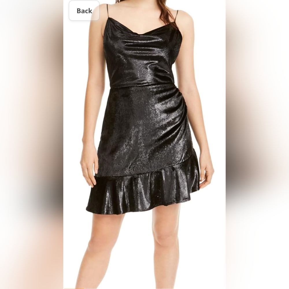 LEYDEN Women's Ruffle-Hem Black Dress Size XL.